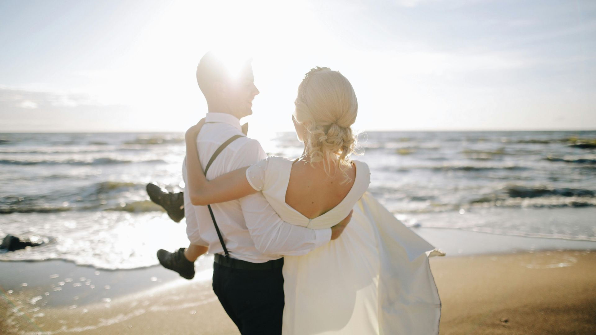 couple getting married beach